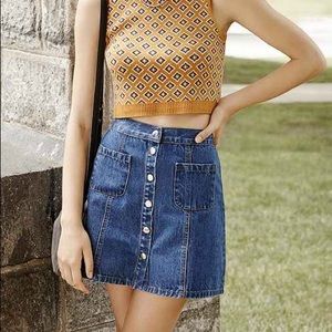 BDG Denim Button-Front Skirt Mini A-Line